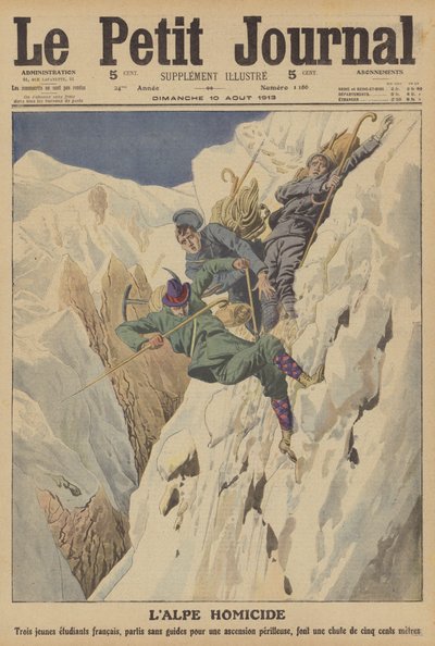Śmiertelny wypadek alpinistyczny w Alpach Szwajcarskich (kolor lito) autorstwa French School