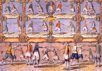 Szermierka, z Academie de lEspée autorstwa Girarda Thibaulta, opublikowana 1630 autorstwa French School