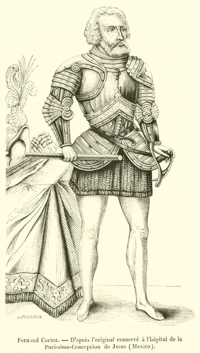 Fernand Cortez (Grawerowanie) autorstwa French School