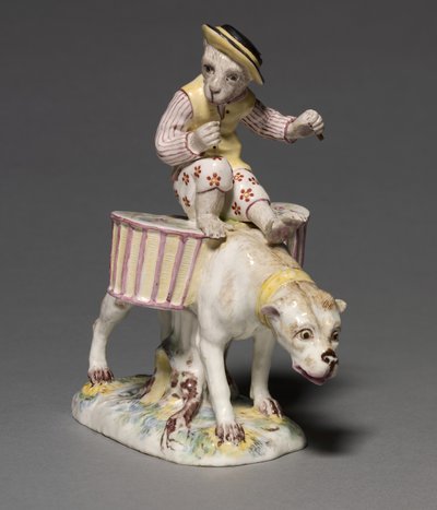 Figura małpy na psie, producent Mennecy-Villeroy Factory, Francja, ok. 1760 r. autorstwa French School