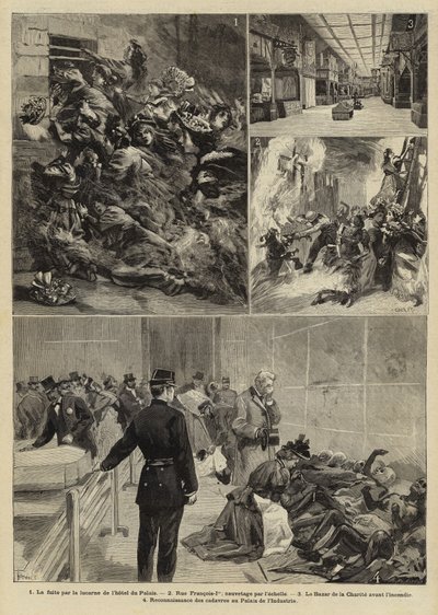 Pożar na Bazar de la Charite, Paryż, 1897 autorstwa French School