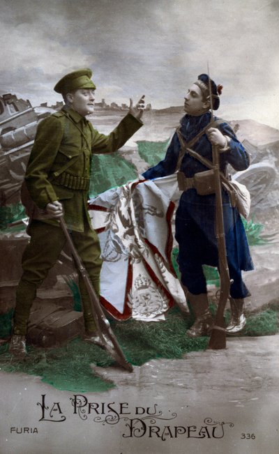Pierwsza wojna światowa: Pocztówka "Flaga" 1914 (zdjęcie) autorstwa French School
