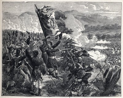 Pierwsza koalicja: pułkownik Antoine Guillaume (Antoine-Guillaume) Rampon (1759-1842) w bitwie pod Montenotte 12 kwietnia autorstwa French School