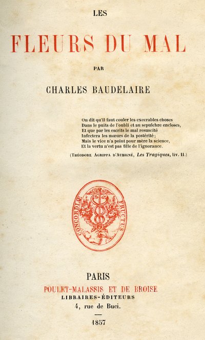 Pierwsze wydanie Les Fleurs du Mal Charlesa Baudelaire