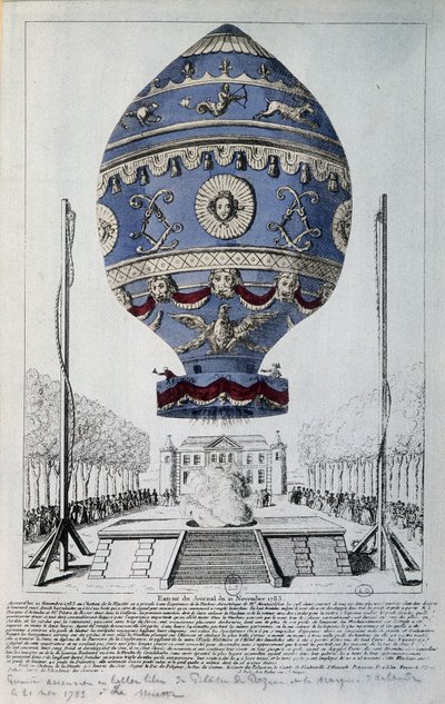 Pierwszy lot człowieka Pilâtre de Rozier w dniu 21 listopada 1783 r autorstwa French School