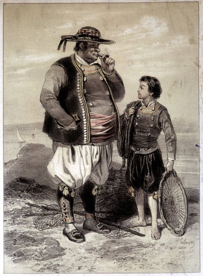 Rybacy z Douarnenez, ok. 1855 r. autorstwa French School