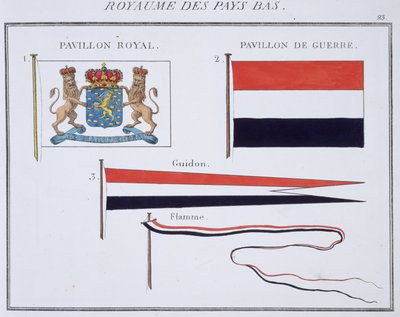 Flagi Królestwa Niderlandów, z francuskiej księgi flag, c.1819 autorstwa French School