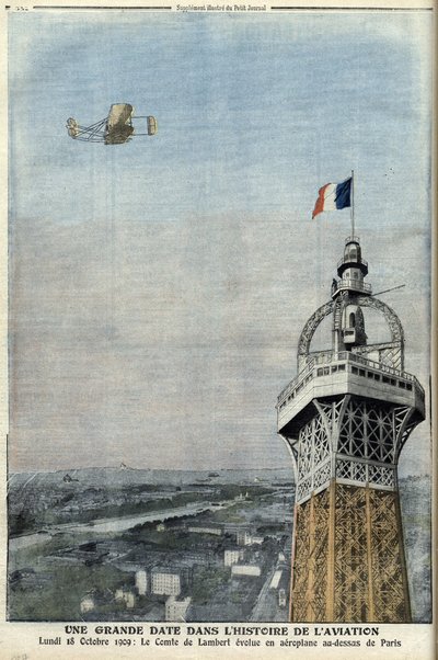 Lot hrabiego Lamberta nad Paryżem 18 października autorstwa French School