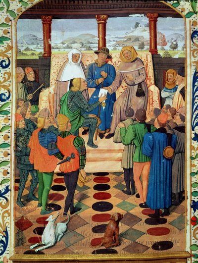 Fol.185v Karol VII (1403-61) wręcza dokument Joannie d