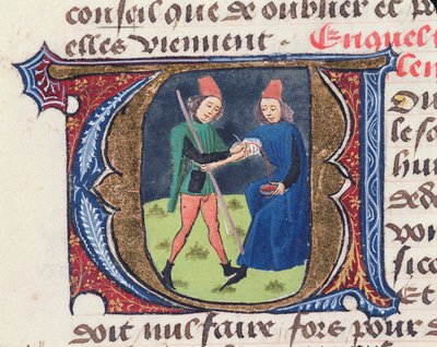 Fol.19r Upuszczanie krwi, z Traite de Medicine Aldebrande de Florence, 1356 autorstwa French School