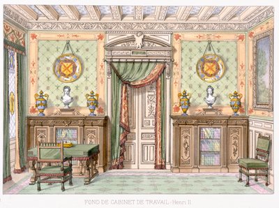 Fond de Cabinet de travail w stylu Henryka II z Le Gared-Meuble, autorstwa French School