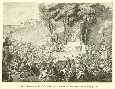 Fontanna Odrodzenia, wzniesiona na gruzach Bastylii, 10 sierpnia 1792 r. autorstwa French School