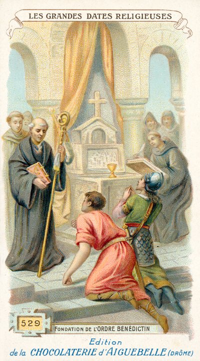 Fundacja Zakonu Benedyktynów, 529 (chromolitho) autorstwa French School