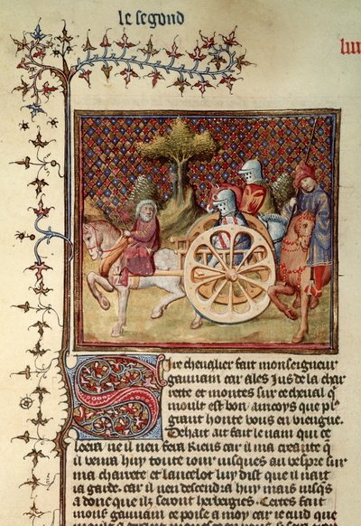 Fr.119 fol.312v Lancelot, Rycerz Wozu, 1344 autorstwa French School