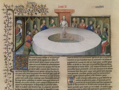 Fr.120 f.524v Rycerze Okrągłego Stołu z Historii Lancelota, z La Quite de Saint Graal autorstwa French School