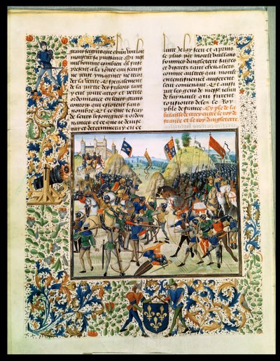 Fr 2643 f.165v Bitwa pod Crecy z wojny stuletniej, z Kroniki Froissarts, 24 sierpnia 1346 autorstwa French School