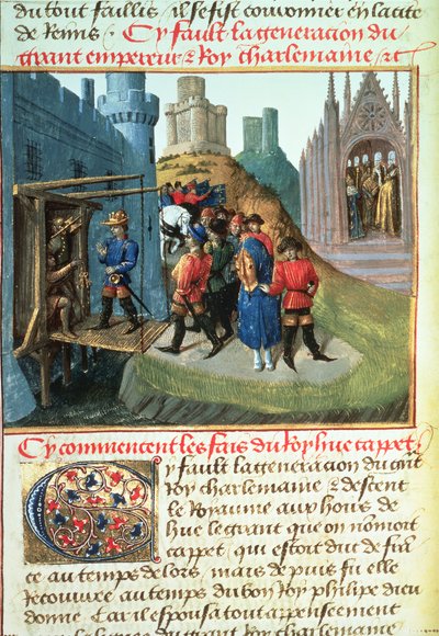 Fr 6465 f.165v Hugues Capet, książę Francji i biskup Asselin autorstwa French School