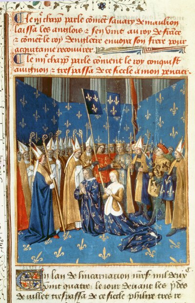 Fr 6465 f.247v Koronacja Ludwika VIII (1187-1226) i Blanche de Castile w Reims w obecności króla Jerozolimy autorstwa French School