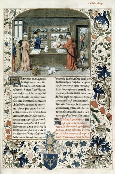 Fr 9136 f.344 Sklep jubilerski, z Lapidaire de Mandeville autorstwa French School