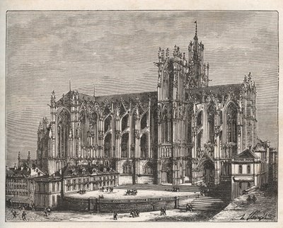 Francja, Lotaryngia, Mozela (57), Metz: Katedra Saint Etienne de Metz - rycina w „La France illustrée: geografia, historia, administracja statystyczna” autorstwa V.-A. Słodowy Brąz. 1884 autorstwa French School