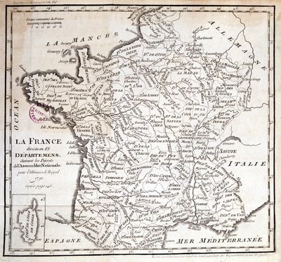 Francja podzielona na 83 departamenty zgodnie z dekretami Zgromadzenia Narodowego z 1791 r autorstwa French School