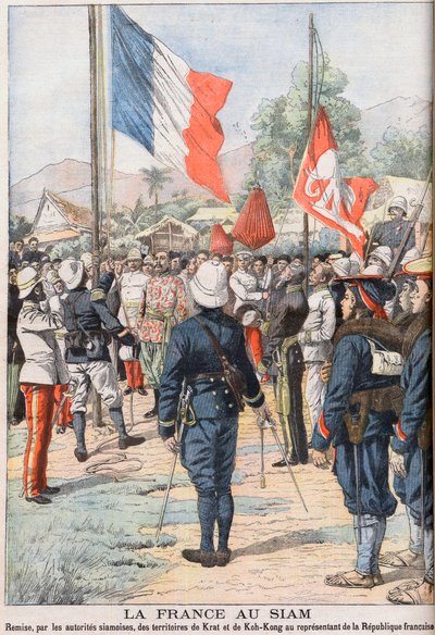 Francja przejmuje terytoria Krat i Koh-Kong, Syjam po traktacie z 1904 r. uzgodnionym między Syjamami i Francuzami, ilustracja z „Le Petit Journal” luty 1905 (rycina) autorstwa French School
