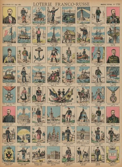 Francusko-rosyjska loteria (kolorowy grawer) autorstwa French School