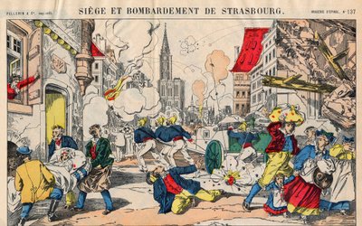 Wojna francusko-pruska (1870-1871), 23 sierpnia 1871 r. Strasburg został zbombardowany i miał się poddać 28 września. Obrazowanie epinal autorstwa French School