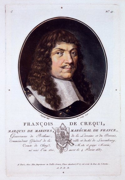 Francois de Crequi, markiz de Marines, z Portretów wielkich ludzi, wybitnych kobiet i pamiętnych poddanych Francji, opublikowanych w latach 1787-92 autorstwa French School