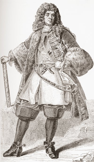 François de Neufville, 2. książę Villeroy, 1644 1730, żołnierz francuski. Z Les Heures Libres wydanych w 1908 roku. autorstwa French School