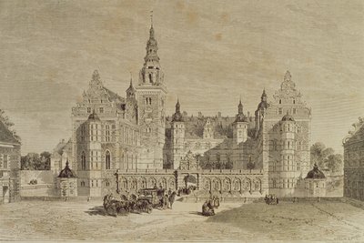 Zamek Frederiksborg, Hillerod, Dania, lata 50. XIX wieku, z „Le Tour du Monde”, wyd. Paryż, lata 60. XIX wieku autorstwa French School