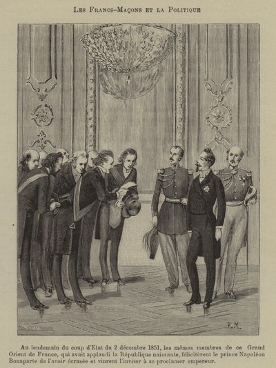 Masoni i polityka (grawerowanie) autorstwa French School