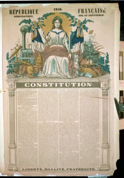 Republika Francuska, Konstytucja 1848 (kolor grawerowany) autorstwa French School