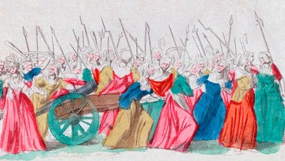 Rewolucja Francuska: „”A Versailles, a Versailles””La marche des femmes sur Versailles 5/10/1789 (Marsz Kobiet na Wersal, Paryż, 5 października 1789 autorstwa French School