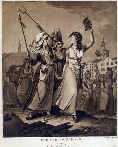 Rewolucja francuska: „”Paryskie poissardes”” Druk ok. 1789 r. Paryż, Musee Carnavalet autorstwa French School