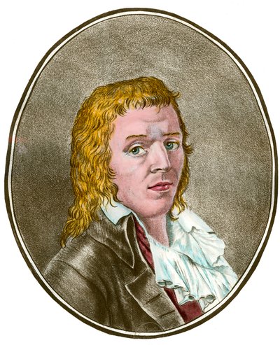 Rewolucja Francuska: „”Portret Francois Babeuf dit Gracchus (1760-1797) revolutionaire”” Grawerowanie XVIII-wiecznej kolekcji prywatnej autorstwa French School