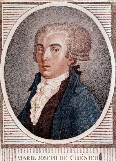 Rewolucja francuska: portret dyplomaty, poety i historyka Marie Josepha Cheniera (1764-1811), autora ryciny "Chant du depart" z XIX wieku. autorstwa French School