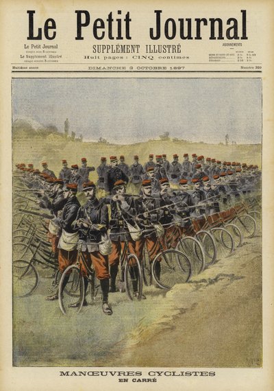 Francuskie oddziały rowerowe na manewrach autorstwa French School