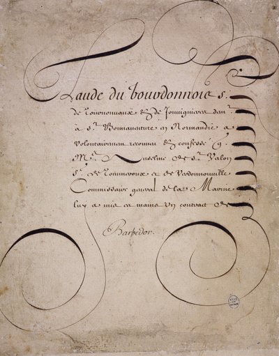 Kaligrafia francuska: List z izby rachunkowej Louisa Barbedora około 1640 r. autorstwa French School