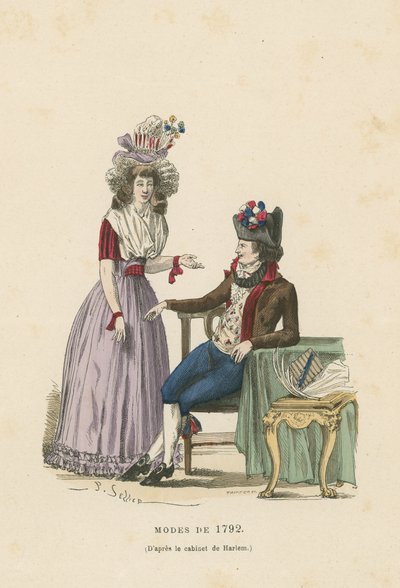 Francuska moda z 1792 r autorstwa French School