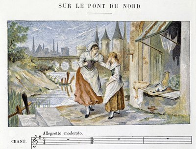 Francuska pieśń ludowa i tradycyjna: „”Sur le pont du Nord””, b.d. autorstwa French School