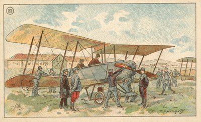Francuski dwupłatowiec wojskowy (chromolitho) autorstwa French School