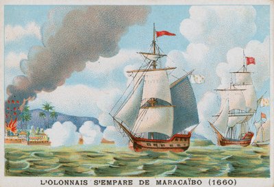 Francuski pirat Francois Lolonnais atakuje Maracaibo, 1660 autorstwa French School