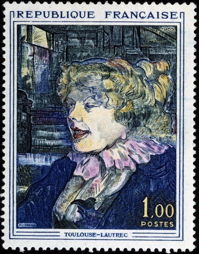 Francuski znaczek z obrazem Toulouse Lautrec autorstwa French School