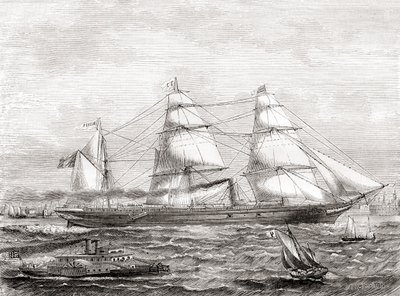 Francuski transatlantycki liniowiec parowy Pereire (1866-1888), z Les Merveilles de la Science, wyd. 1870 autorstwa French School