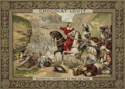Wojska francuskie dowodzone przez kardynała Richelieu wymuszają przełęcz pod Suzą, Sabaudia, 1629 autorstwa French School