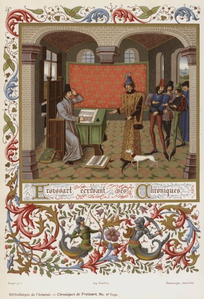 Froissart piszący swoje Kroniki (chromolitografia) autorstwa French School