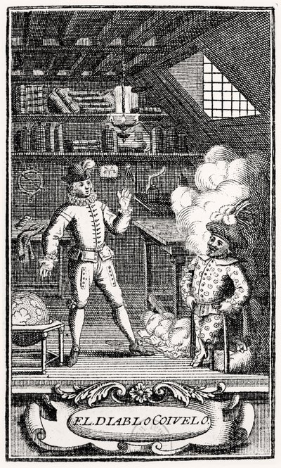 Frontyspis Dubercelle do „Diabeł na dwóch kijach”, ok. 1787 autorstwa French School