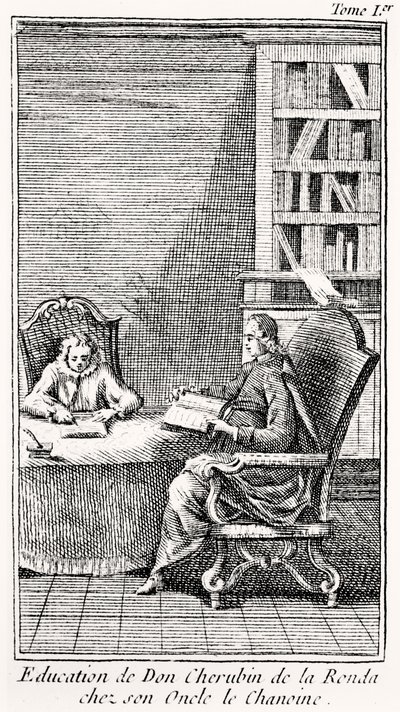Frontyspis do „Kawaler z Salamanki”, ok. 1759 (rycina) autorstwa French School