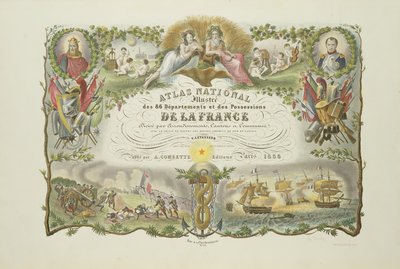 Frontyspis Atlas Nacional Illustre des 86 Departments et des Possessions de la France, Victor Levasseur 1856 (ręcznie barwiony grawerunek) autorstwa French School